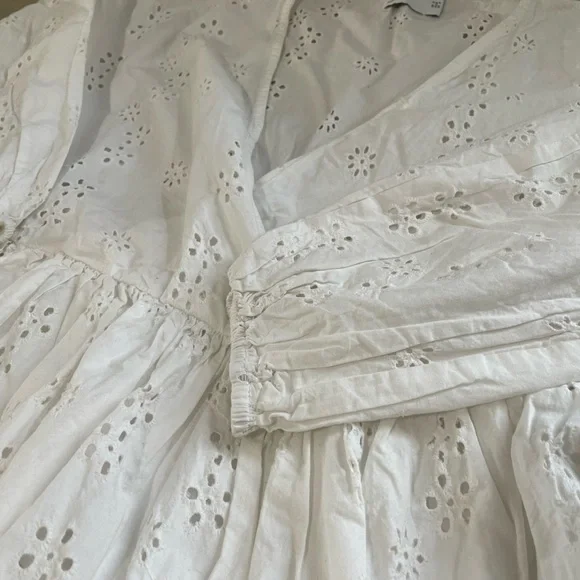 ASOS White Eyelet Detail long sleeve mini dress - Picture 2 of 5